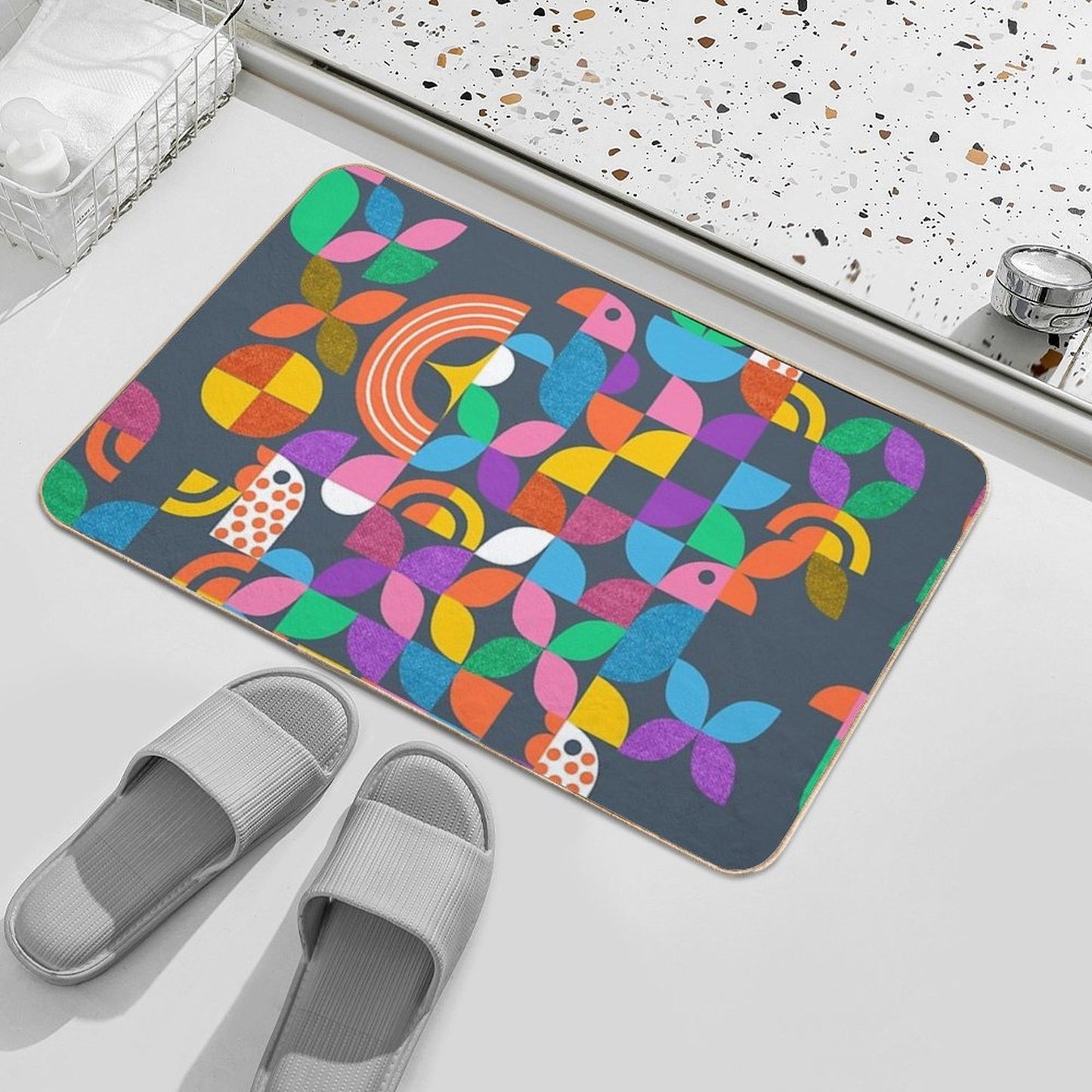 Geometry in Nature- Find The Avians  Odorless Bath Mat