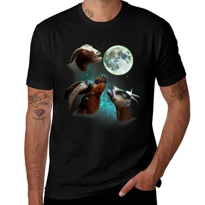 Three Goats Howl At Moon 3 Wolfs Wolves Funny Parody  Tagless Design T-Shirt