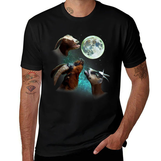 Three Goats Howl At Moon 3 Wolfs Wolves Funny Parody  Tagless Design T-Shirt