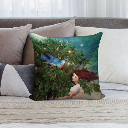 A Bluebird's Song Soft Decorative Cover Throw Pillow
