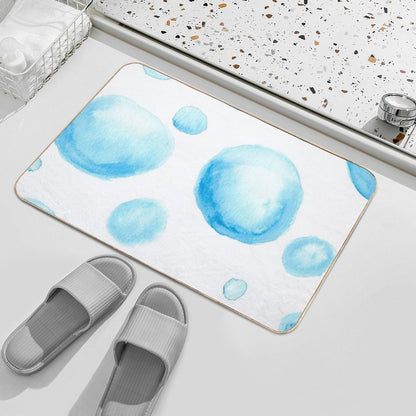 Turquoise BLUE Watercolor Bubbles  High-Traffic Bath Mat