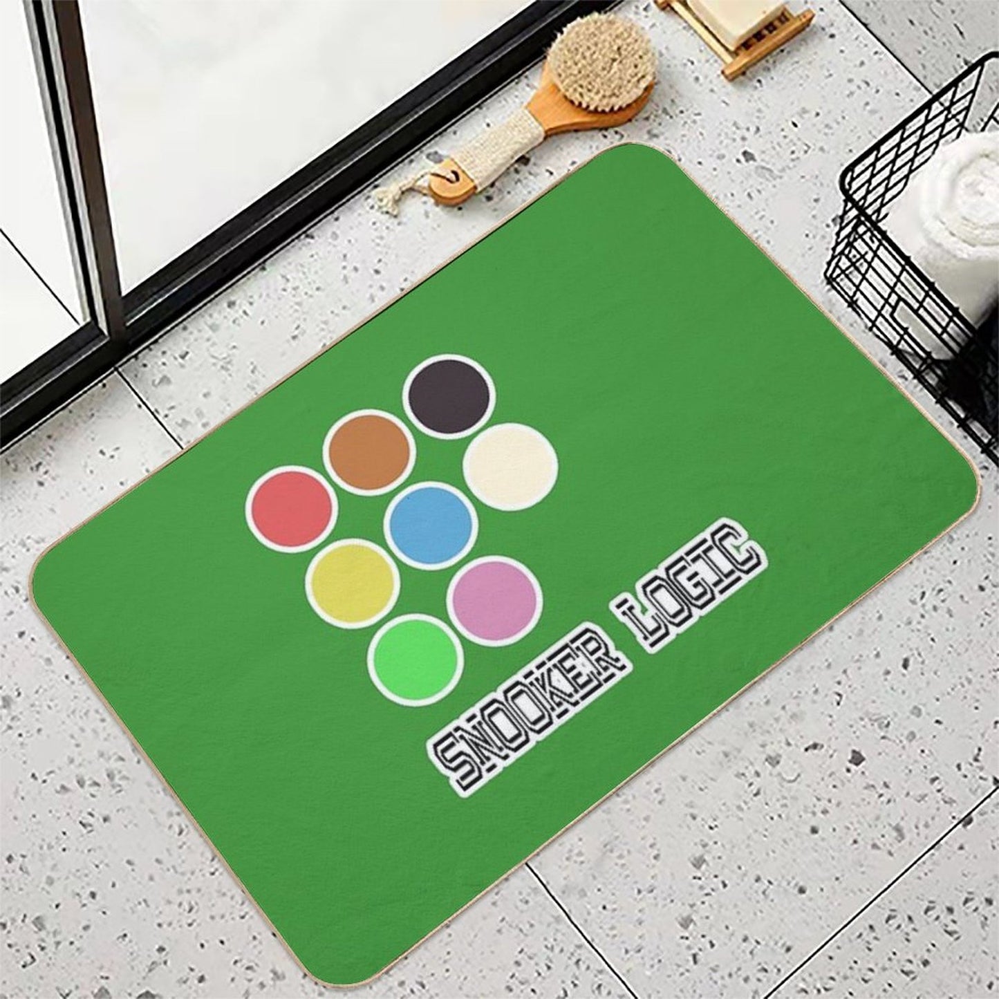 Snooker Logic Ball Pattern Design  Minimalist Colorful Cue Sports Graphic  Easy To Clean Bath Mat