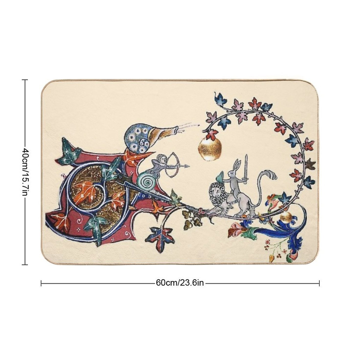 WEIRD MEDIEVAL BESTIARY WAR Between Snails And Killer Rabbit Riding Lion by Bulgan Lumini  Pet-Safe Bath Mat