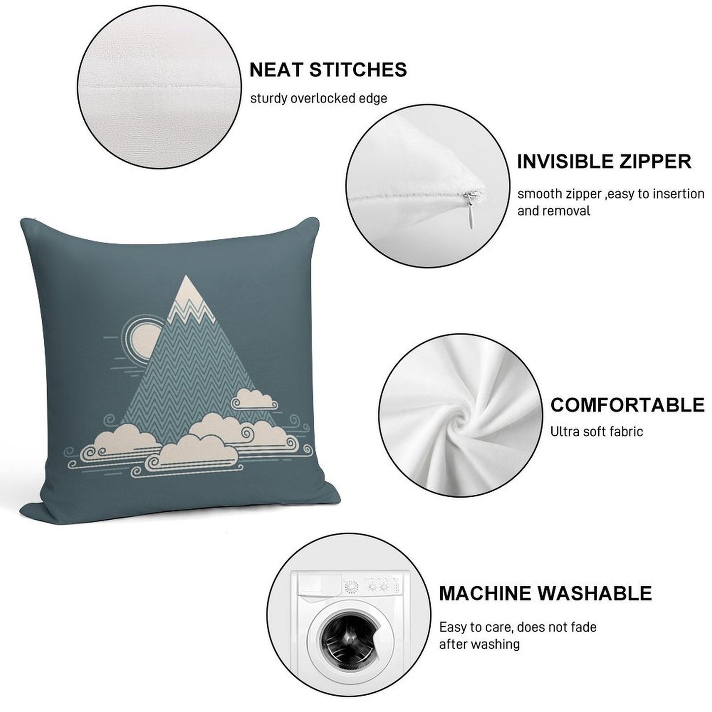 Cloud Mountain Soft Durable Construction Throw Pillow