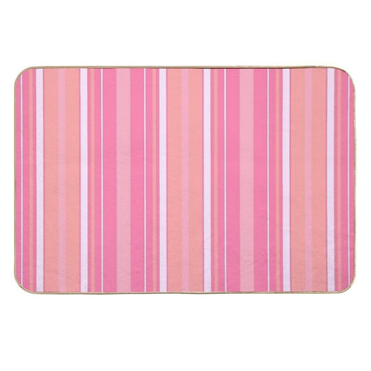 Cherry Blossom Slimming Effect Vertical Balanced Stripes Durable Bath Mat