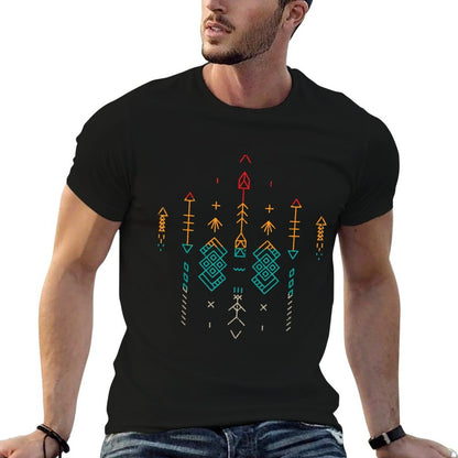 Aztec Pattern Ancient Civilization Warrior Mexican History  Relaxed-fit T-Shirt