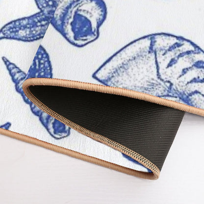 Blue Seashell Print  Rapid-Drying Bath Mat