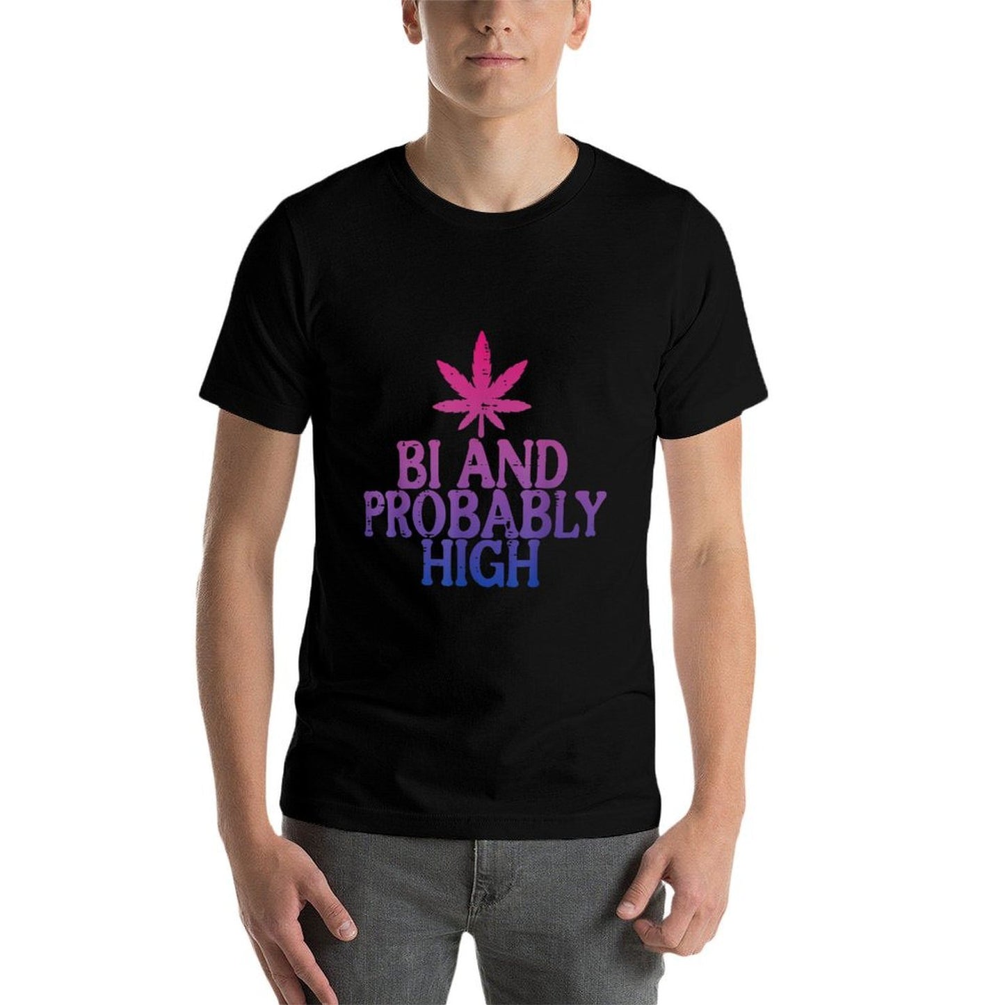 Bi And Probably High Bisexual Pride LGBT Weed Men Women  Lightweight T-Shirt