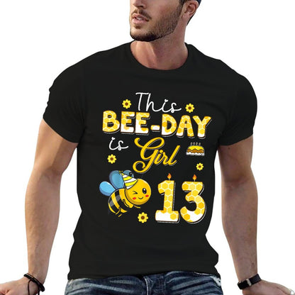 This Bee-Day Girl Is 13 Thirteen Years Old 13th Birthday Kid  Versatile T-Shirt
