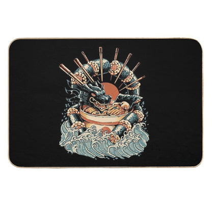 Dragon Sushi Ramen - Black Version  Easy To Clean Bath Mat