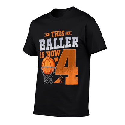 Kids This Baller Is Now 4 Years Old Basketball 4th Birthday Party  Breathable T-Shirt