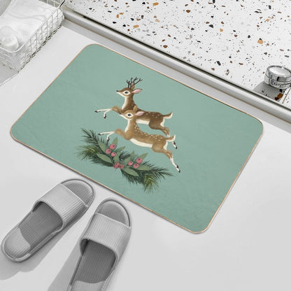 Winter Deer  Repeat Pattern  Slip-Resistant Bath Mat