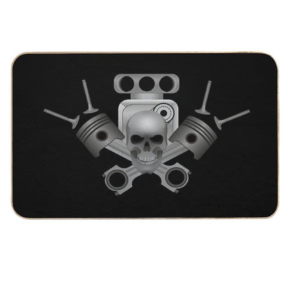 Supercharge Engine Piston with Skul  Absorbent Bath Mat