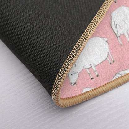 Goats Playing – Pink  Toxin-Free Bath Mat