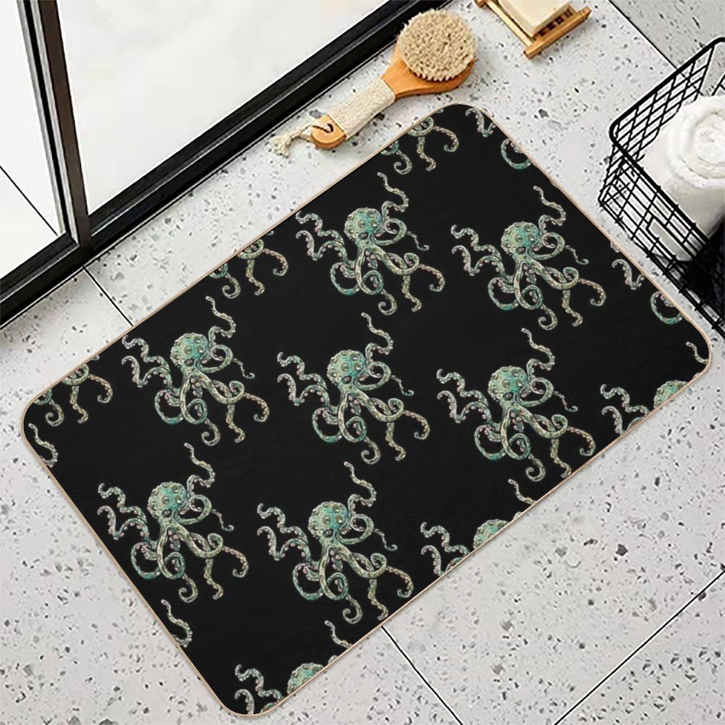 Green Octopus!  Repositionable Bath Mat
