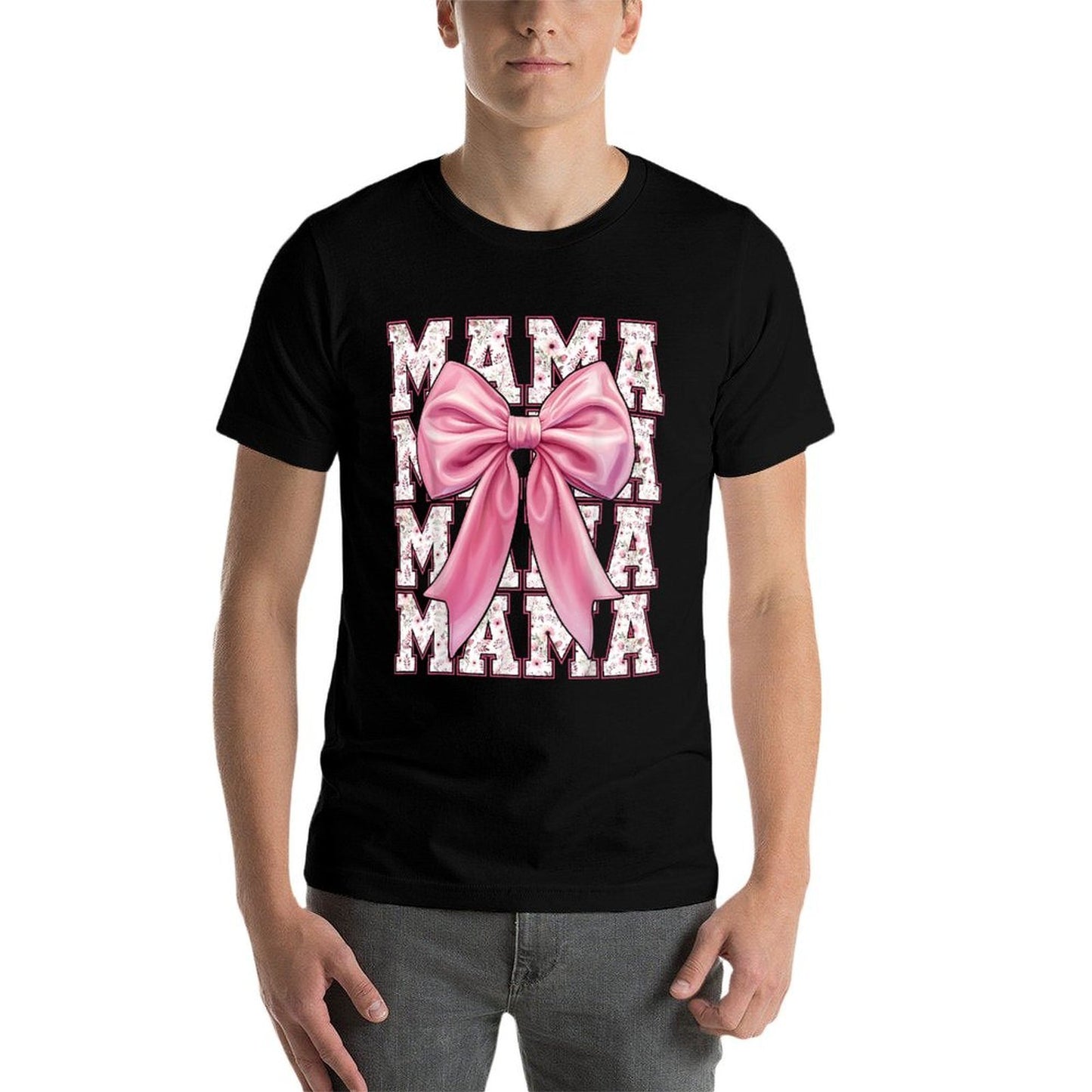 Mama Coquette Pink Bow Floral Mothers Day For Mom  Durable T-Shirt