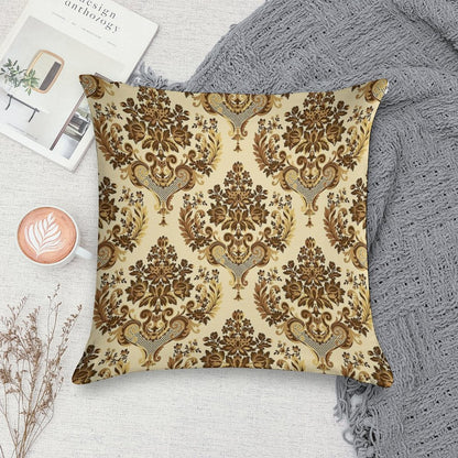 Geometric Gold Damask Abstract Beautiful Vintage Pattern Art Design Soft Style Accent Throw Pillow