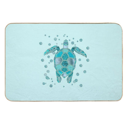 Glamour Aqua Turquoise Turtle Underwater Scenery Durable Bath Mat