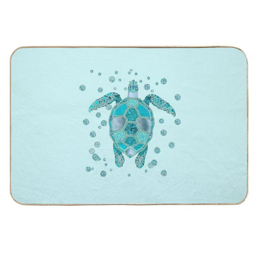 Glamour Aqua Turquoise Turtle Underwater Scenery Durable Bath Mat