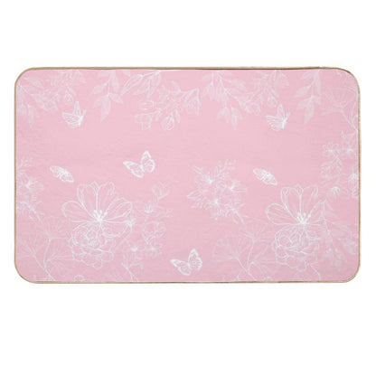 Pink Flowers Pattern, Floral, Pattern, Minimalist, Modern  Long-Lasting Bath Mat