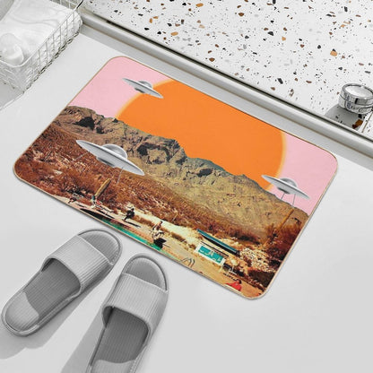They've Arrived! UFOs Landing in The Desert  Rapid-Drying Bath Mat
