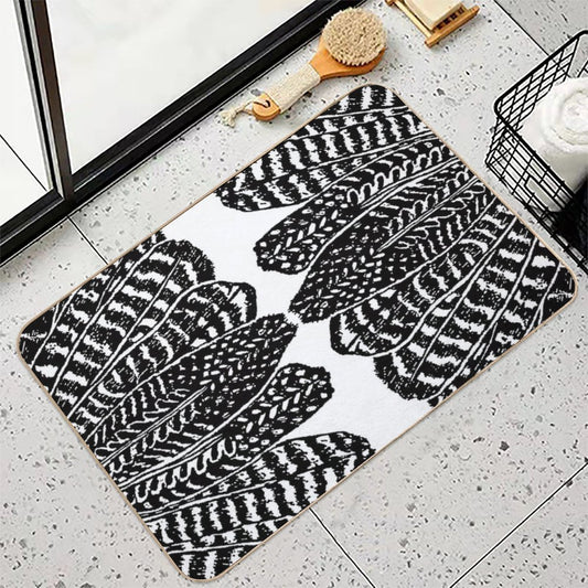 Tribal Feathers Black  High-Traffic Bath Mat
