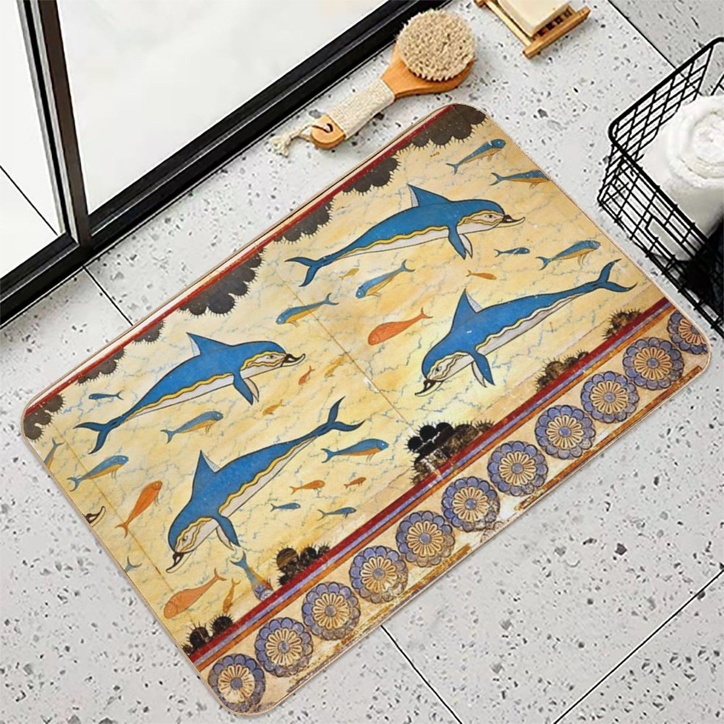 The Minoan Dolphins  Repositionable Bath Mat