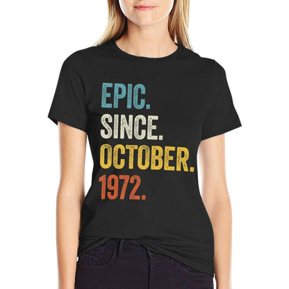 50 Years Old Epic Since October 1972 50th Birthday Premium  Ribbed Collar T-Shirt