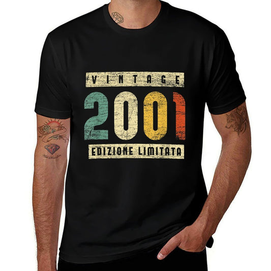 Limited Edition 2001 Womens Mens 21st Birthday  Ribbed Collar T-Shirt