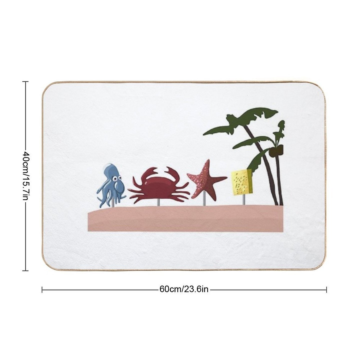 Realistic Spongebob Character Illustration  Anti-Trip Bath Mat