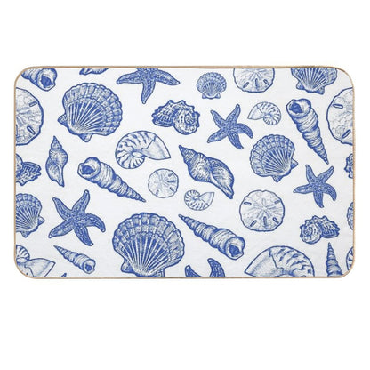 Blue Seashell Print  Odorless Bath Mat