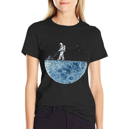 Astronaut Mowing The Moon Lawn  Tagless Design T-Shirt