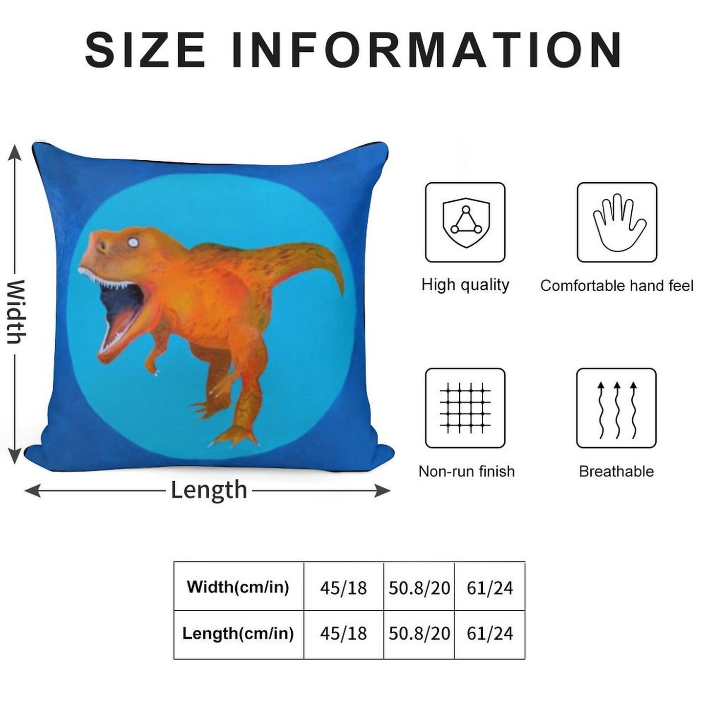 T-Rex Square Soft Luxury Feel Throw Pillow