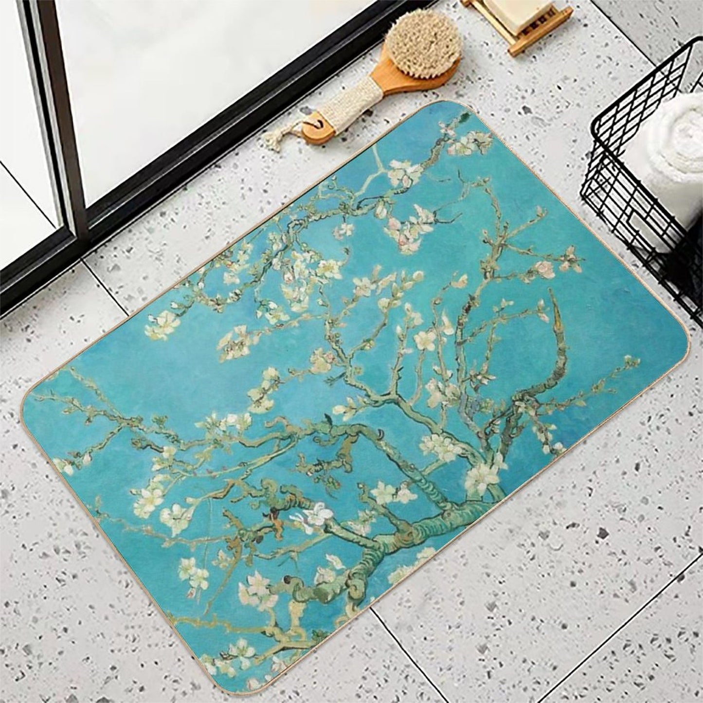 Almond Blossoms by Vincent Van Gogh  Easy To Clean Bath Mat