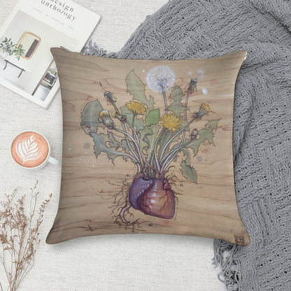 Dandelion Heart Soft High-Density Material Throw Pillow