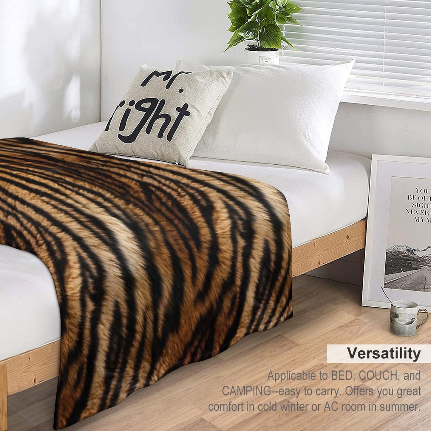 Tiger Africa Realistic Fur Print Pattern Eco-conscious Throw Blanket