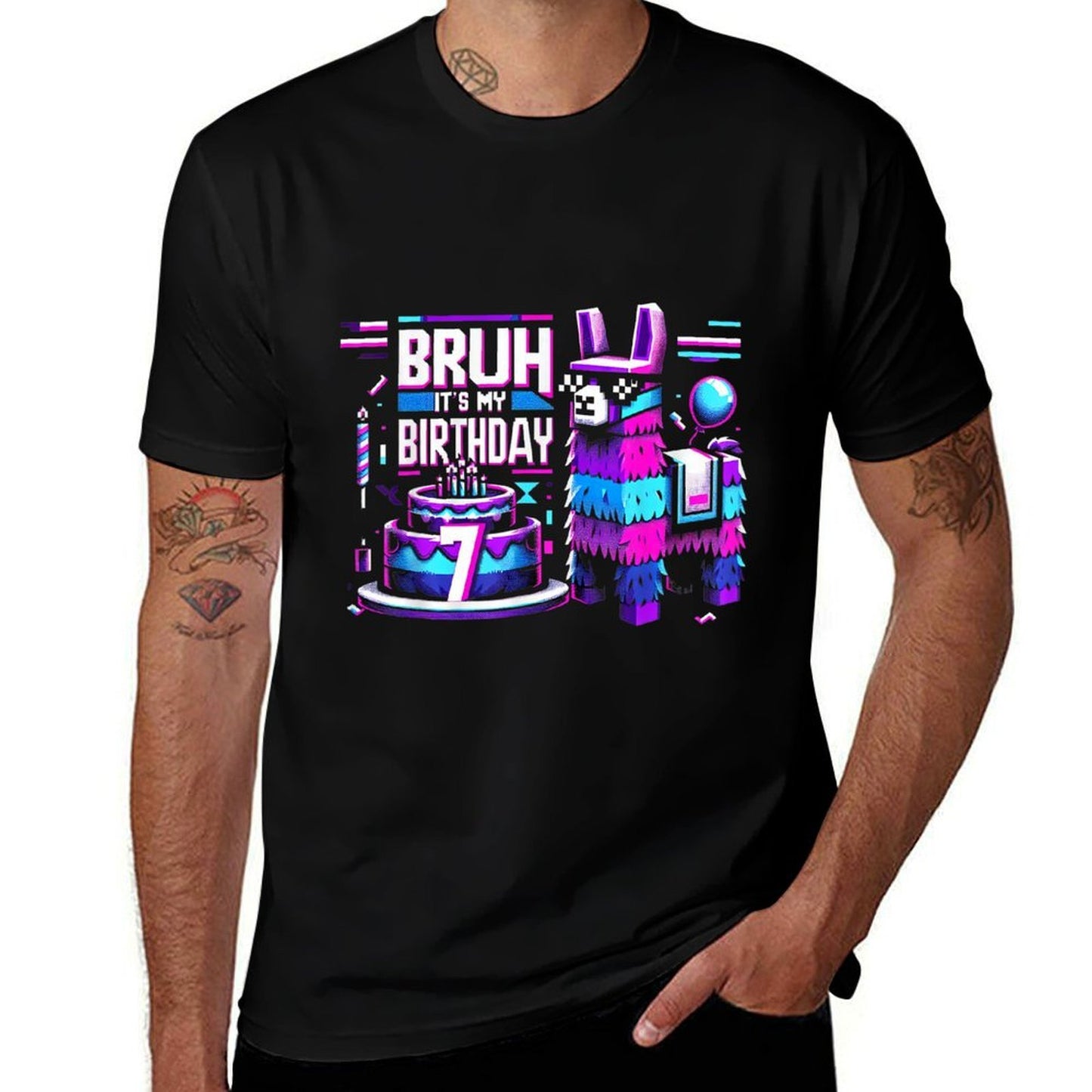 Bruh Its My 7th Birthday Llama Pinata Boy Girl Party Bday  Quick-drying T-Shirt