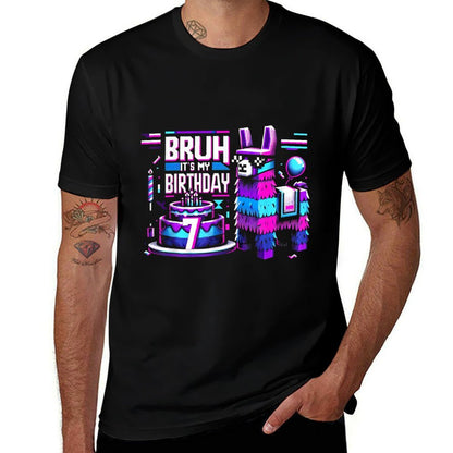 Bruh Its My 7th Birthday Llama Pinata Boy Girl Party Bday  Quick-drying T-Shirt