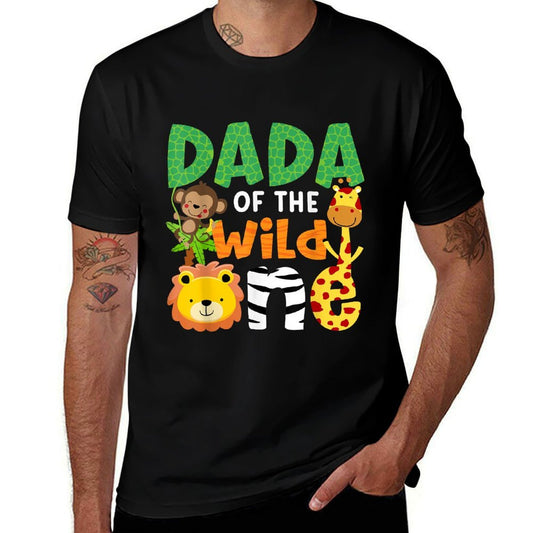 Dada of The Wild One Zoo Theme Bday Safari Jungle Animals  Wrinkle-resistant T-Shirt