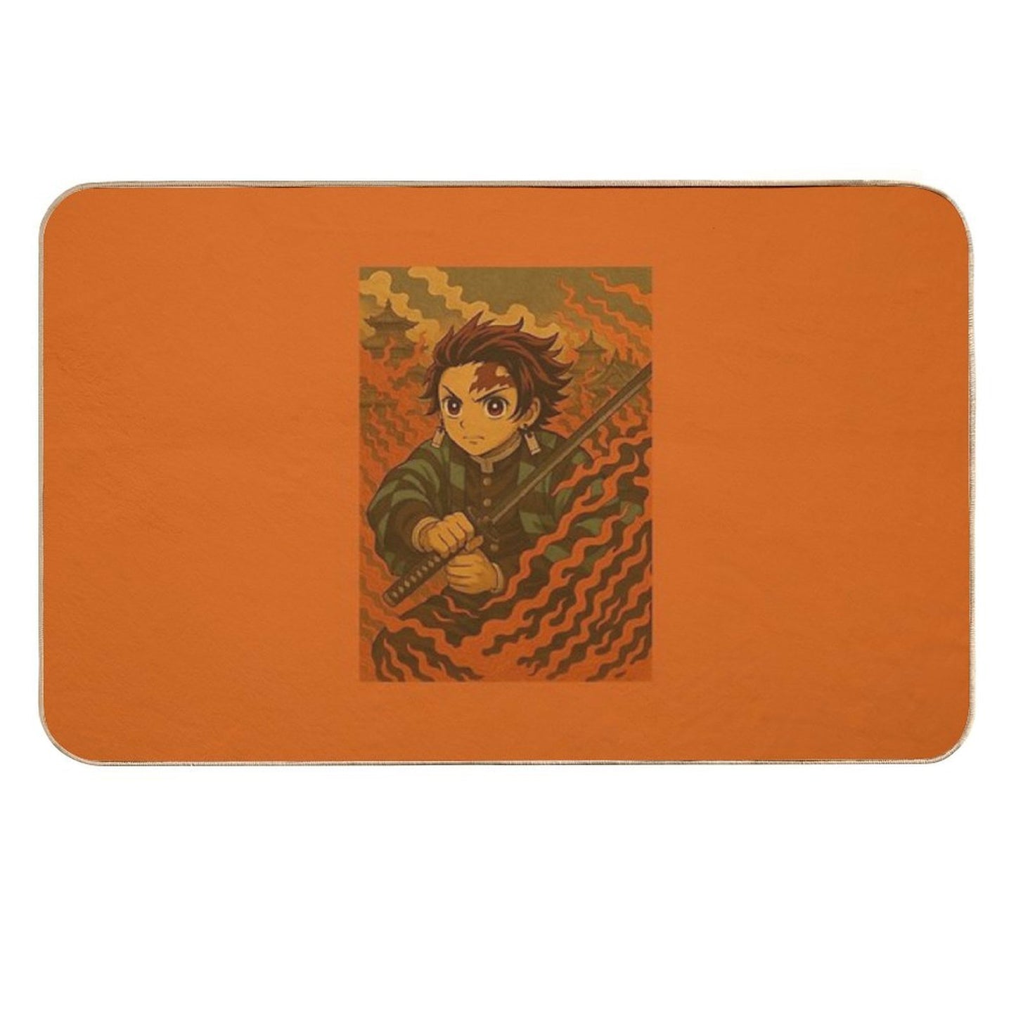 Japanese Vintage Drawing Tanjiro  Stain-Proof Bath Mat