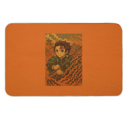 Japanese Vintage Drawing Tanjiro  Stain-Proof Bath Mat