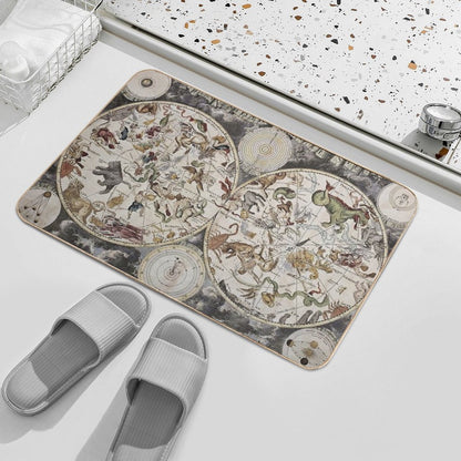 Vintage Celestial Star Map  Easy Maintenance Bath Mat