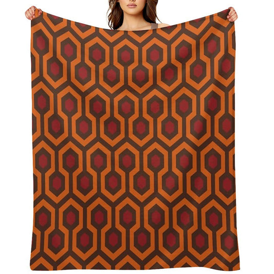 Geometric Pattern Looped Hexagons OrangeRedBrown Multi-functional Throw Blanket