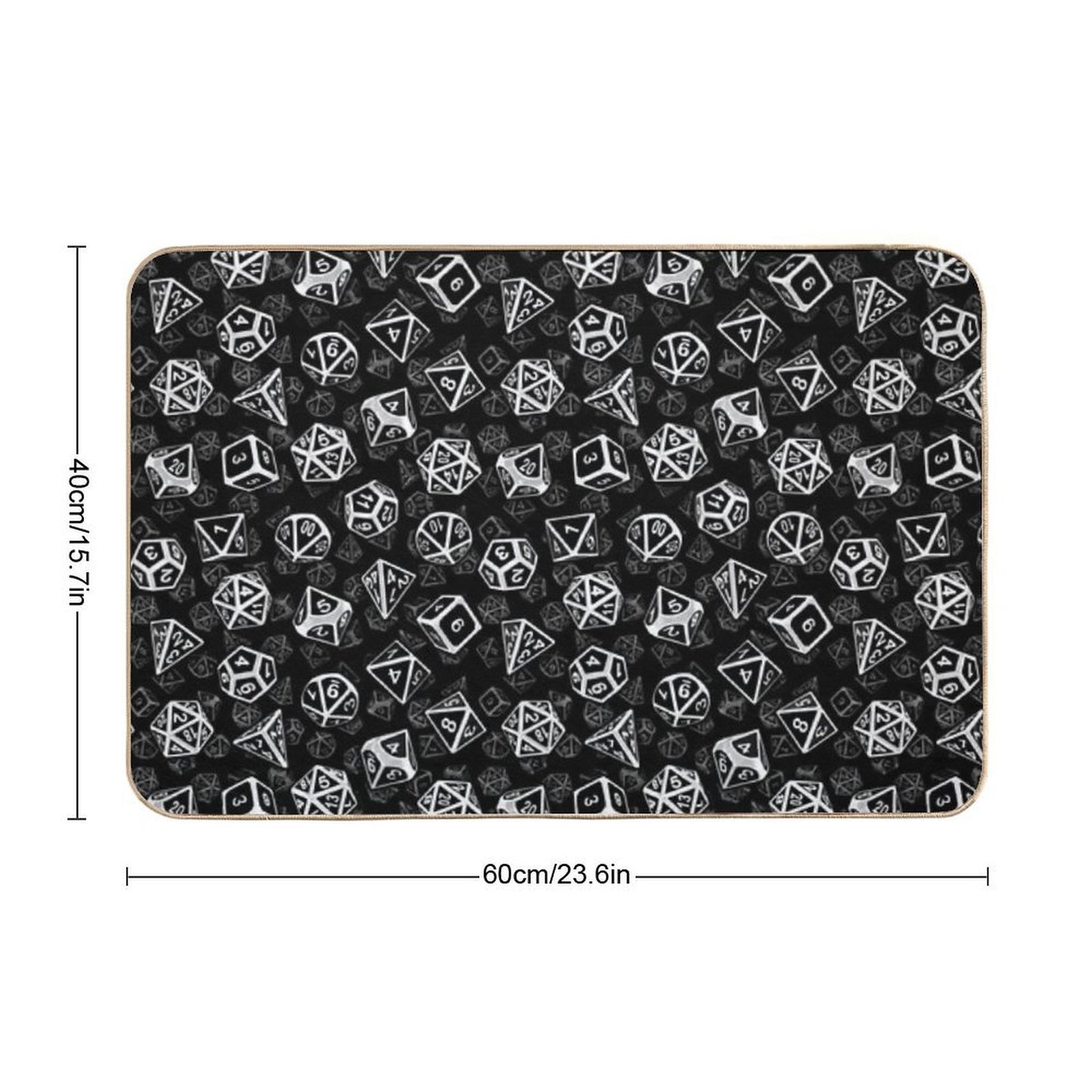 D20 Dice Set Pattern (White)  Easy To Clean Bath Mat