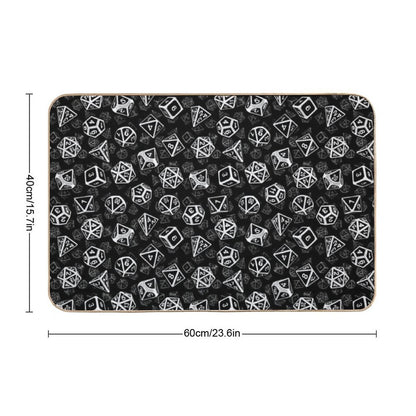 D20 Dice Set Pattern (White)  Easy To Clean Bath Mat