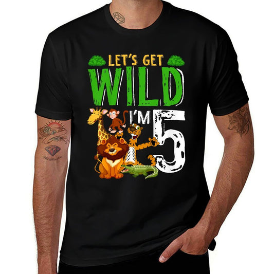 Kids Let's Get Wild I'm 5 Years Old - 5th Birthday  Oversized Silhouette T-Shirt
