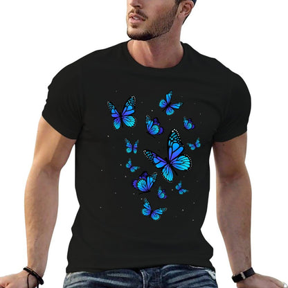Blue Butterfly Art Garden Beautiful Butterflies  Wrinkle-resistant T-Shirt