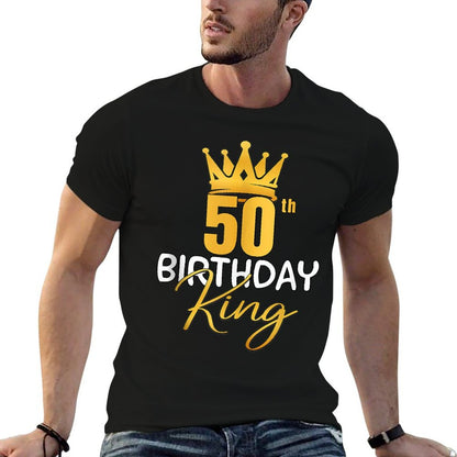 50th Birthday King Gold Crown For Boys And Men  Stretchy T-Shirt