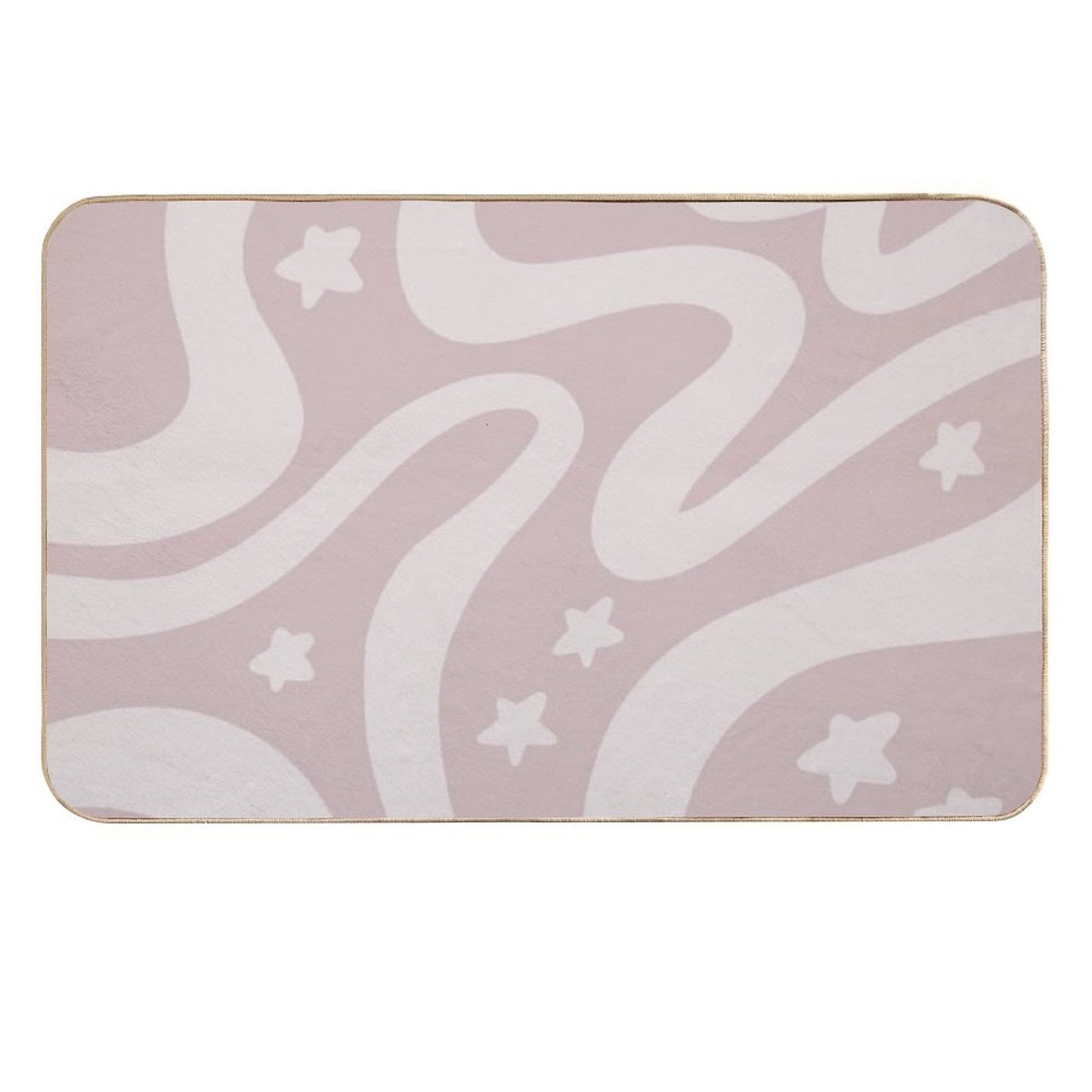 Retro Liquid Swirl & Stars Abstract Pattern Gray Pink  Easy To Clean Bath Mat