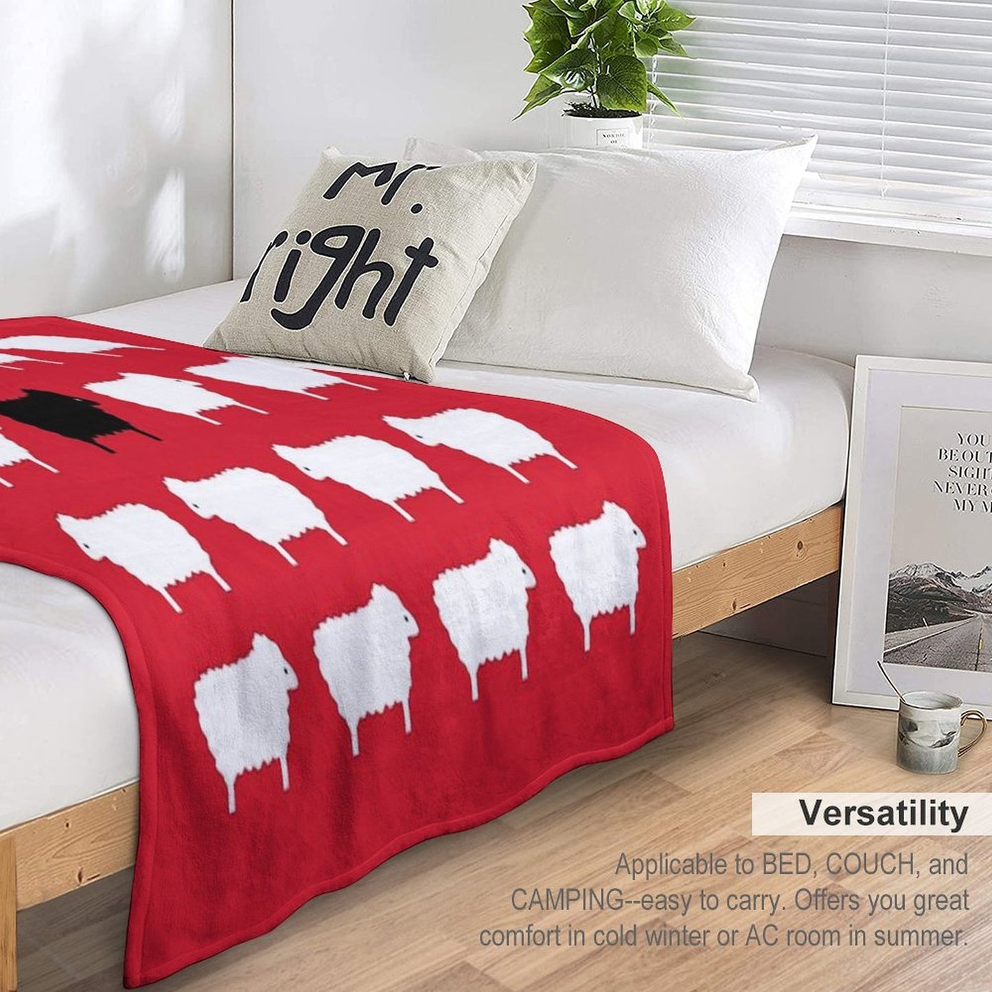 Black Sheep Sweater Pattern Travel-friendly Throw Blanket